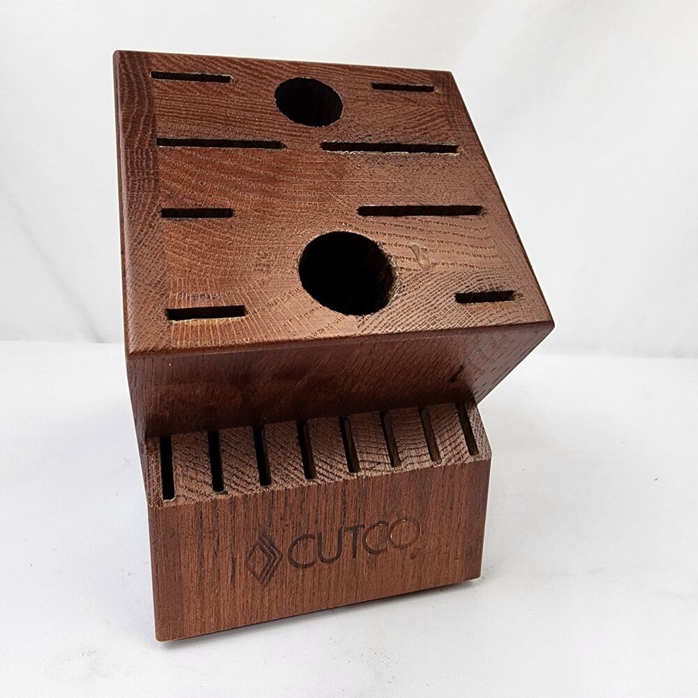 Cutco Homemaker 18 Slot Knife Block 8 Steak Knife Slot Dark Cherry Oak Wood EUC